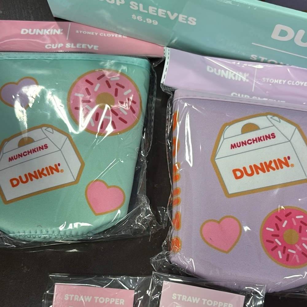 Dunkin' Cup Sleeves and Straw Toppers